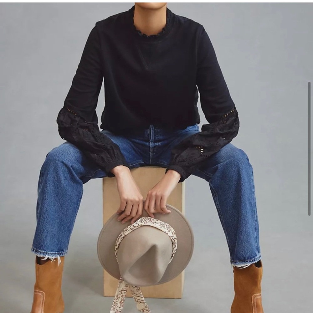 Anthropologie Forever That Girl black eyelet sweatshirt